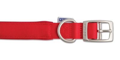 Ancol Viva Nylon Padded Buckle Collar Red 19mm X35-43cm Sz 4